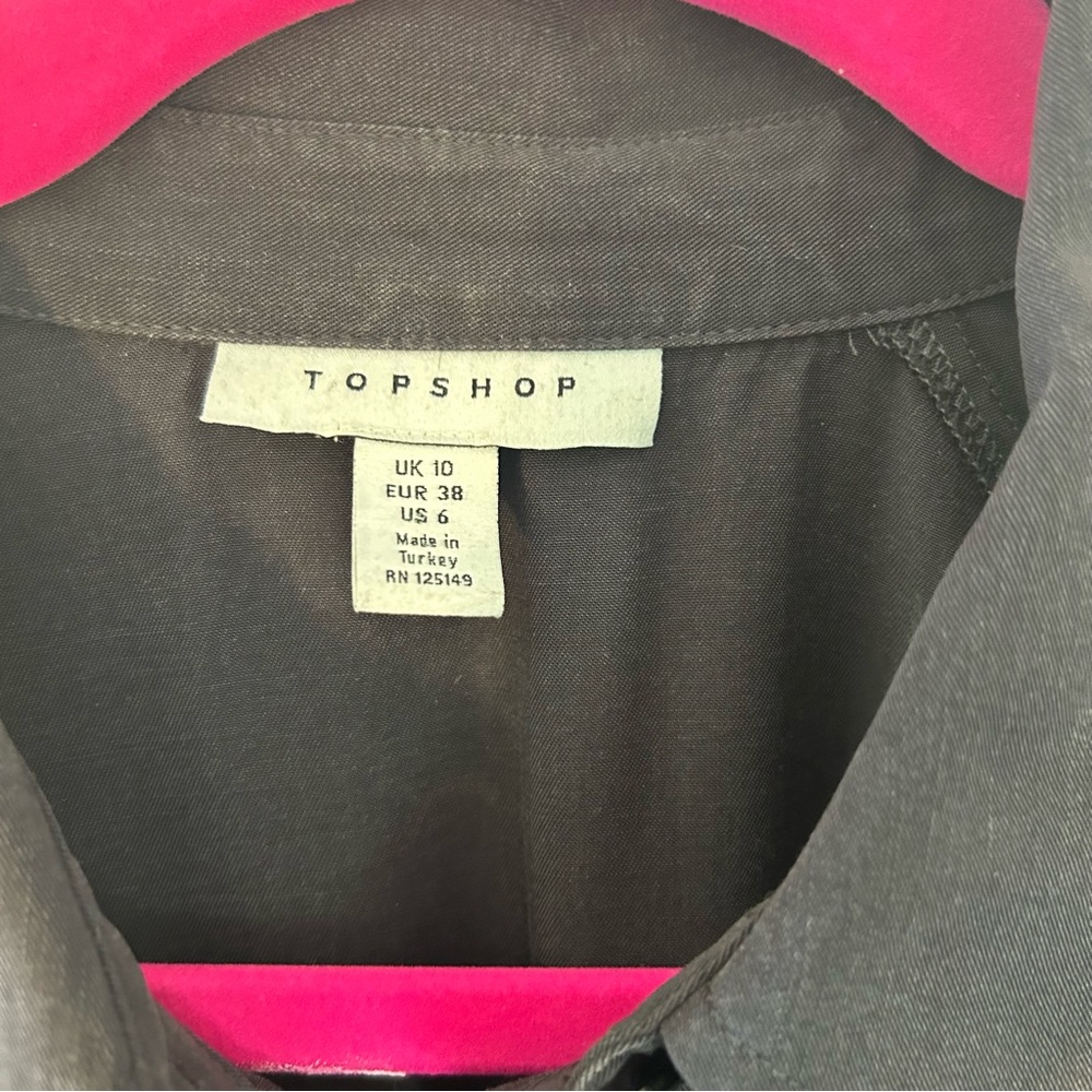 Topshop Utility Lyocell Midi Shirt Dress Belted Dark Grey Charcoal Maxi - Picture 8 of 11